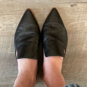 Madewell Pointed-Toe Leather Slides (Gemma Mule))
